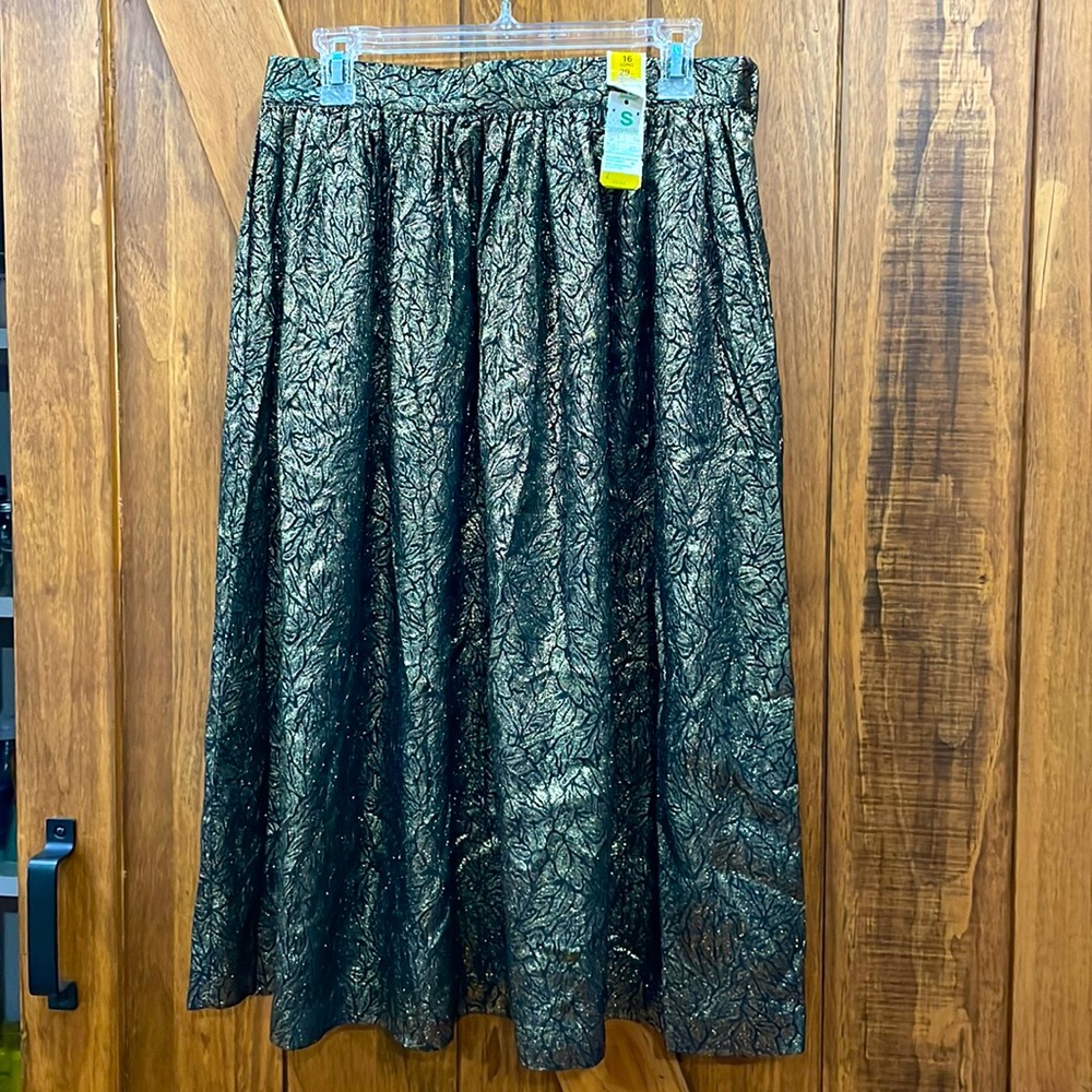 NWT vintage black and gold metallic skirt